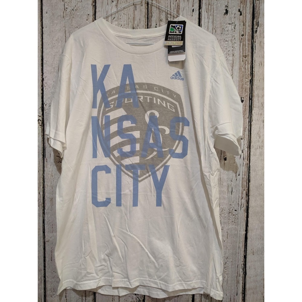Adidas Men's Large Sporting Kansas City MLS Short Sleeve T‑Shirt Tee Shirt NEW